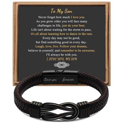 European and American fashion stainless steel leather bracelet lovemyson magnetic black twist stainless steel men's bracelet