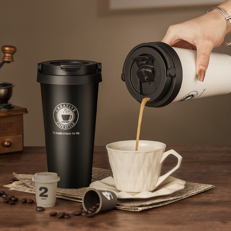 In stock cross-border vacuum stainless steel coffee cup creative handle vacuum portable car Cup gift