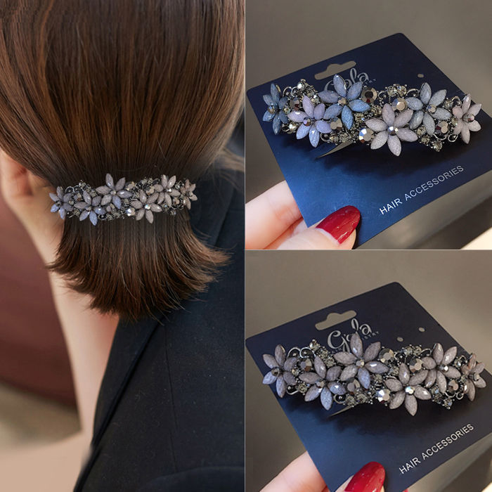 Hairpin Back Head Horizontal Clip Large One-word Spring Clip Mother Hairpin Rhinestone Top Clip Ponytail Clip Headwear Disc Hair_voghion.com