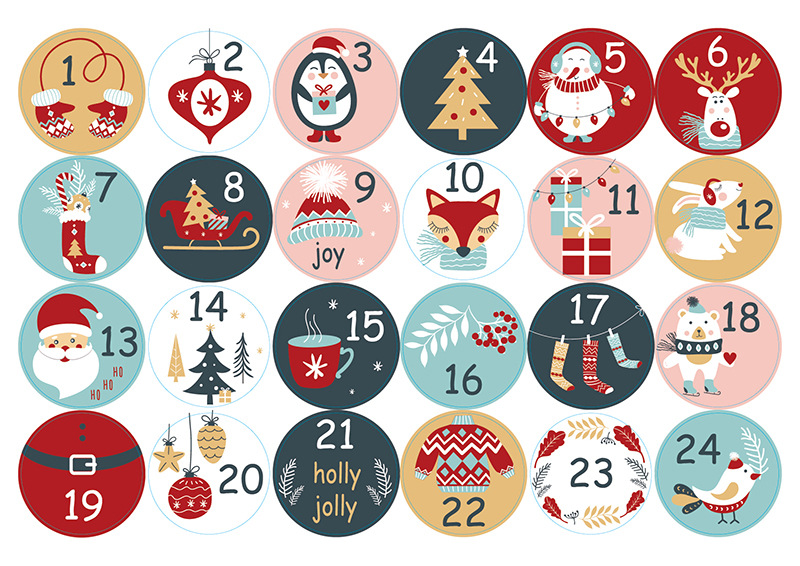 Christmas Stickers High Quality Coated Paper Adhesive Candy Gift Bag Gift Box Birthday Label Party Stickers