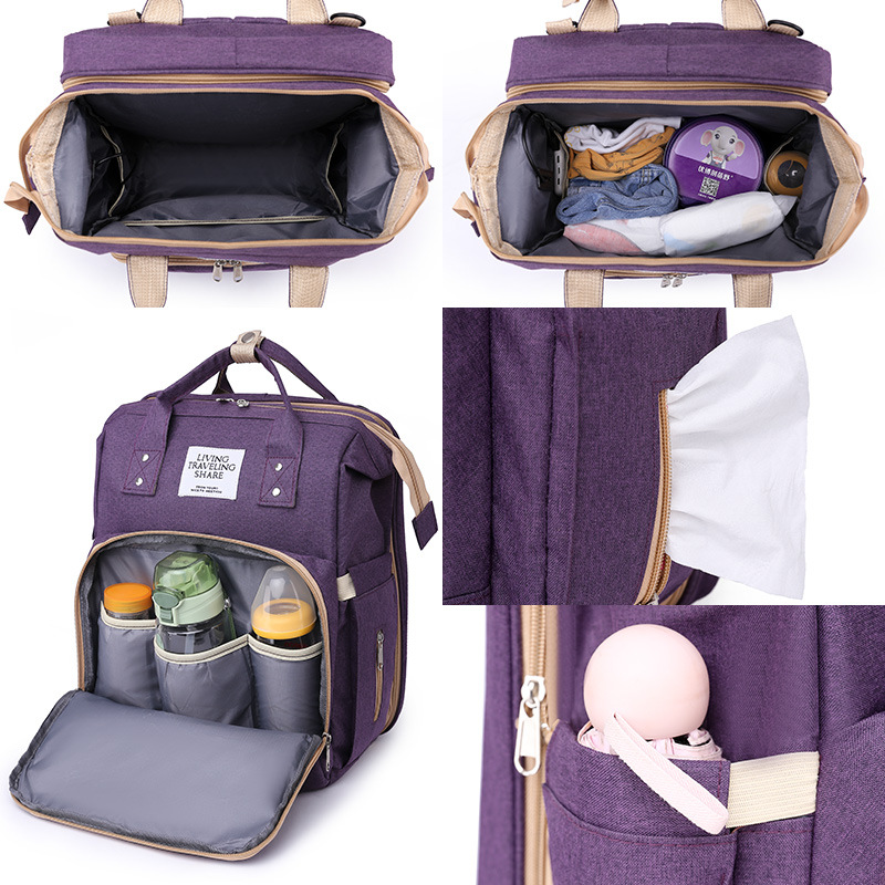 Large Capacity Maternal and Infant Bag Just-to-Date Mummy Bag Multifunctional Maternal and Infant Bed Backpack Portable Baby Folding Bed Bag