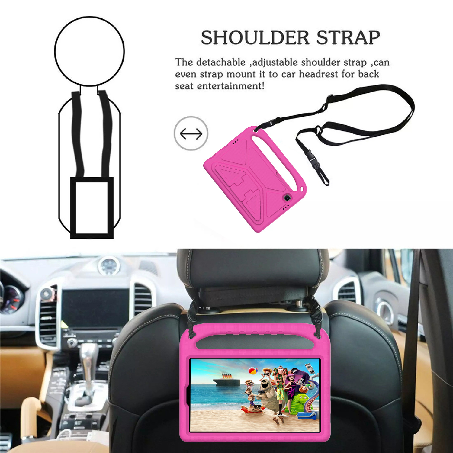 Flat crossbody shoulder strap for EVA tablet protective case children's ipad protective case universal detachable portable