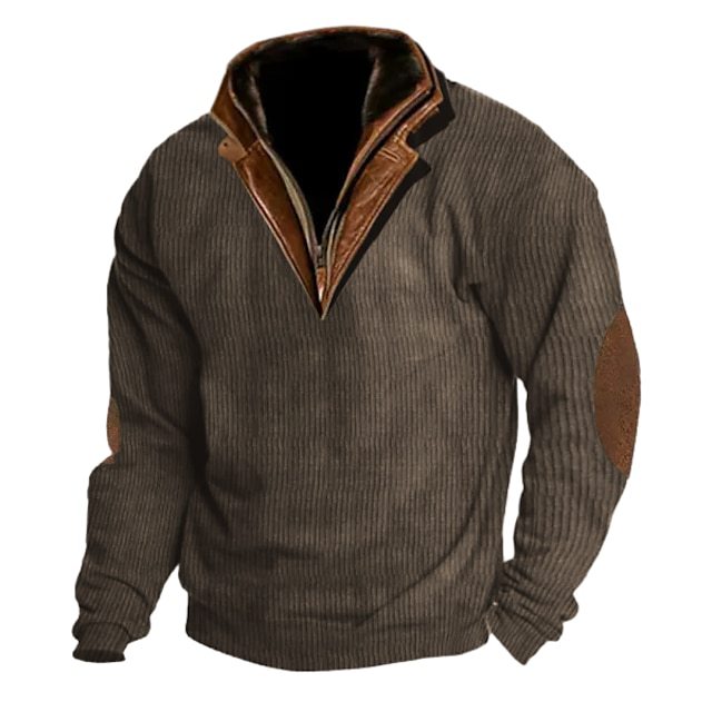 European and American cross-border stand collar men's sweater autumn and winter warm loose solid color outdoor warm breathable tactical men's top