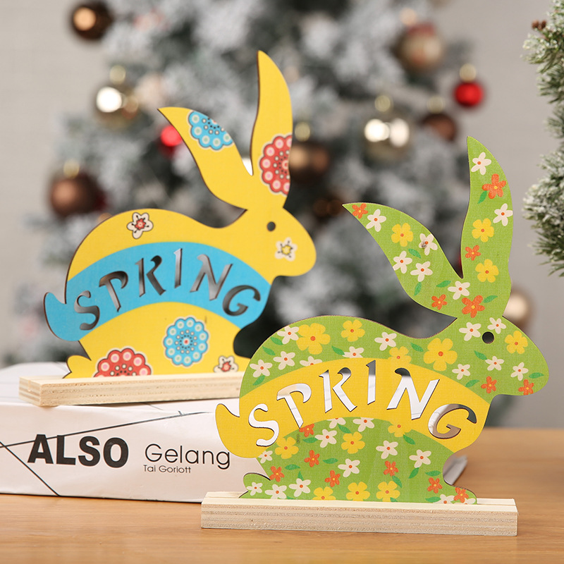 Easter Bunny Ornaments Living Room Home Wooden Products Creative Student Gift Simple DIY Wooden Crafts