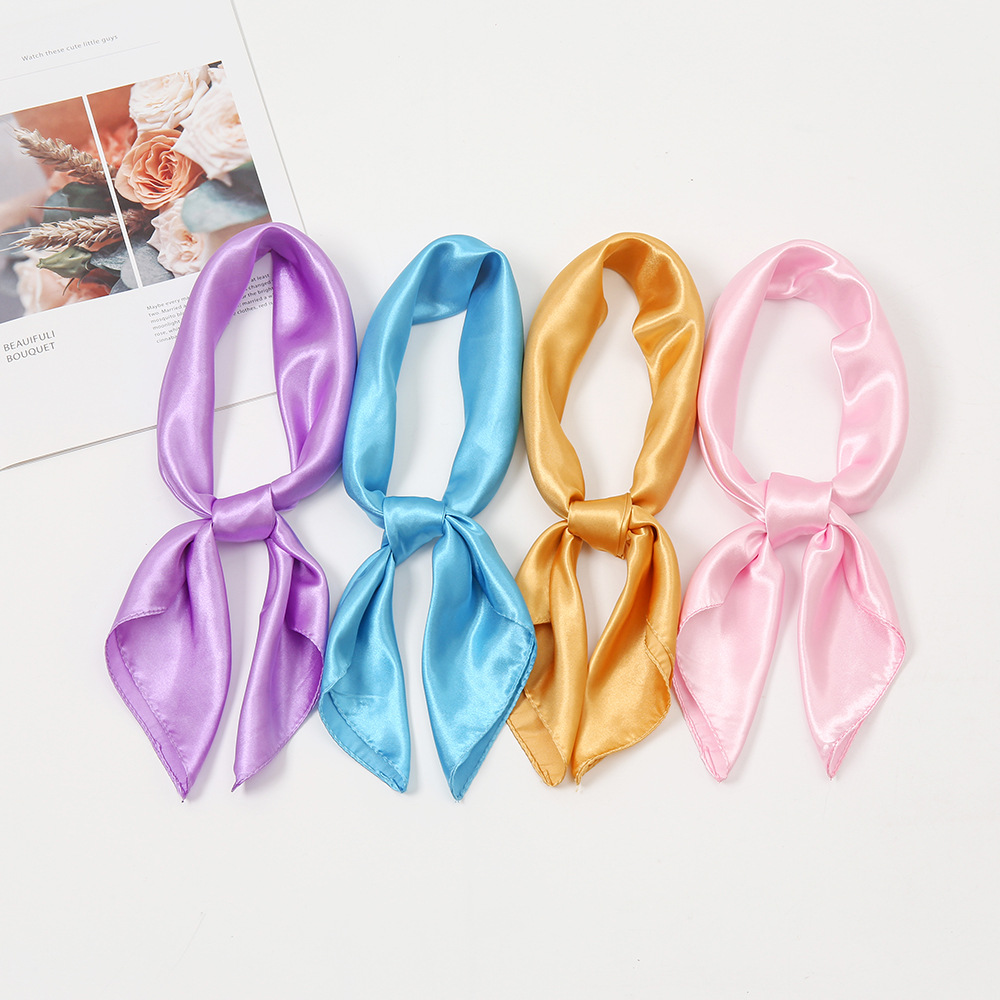 Pure Color plain satin artificial silk square scarf Festival performance men's and women's silk scarf stewardess Bank summer and autumn 60 professional silk scarf