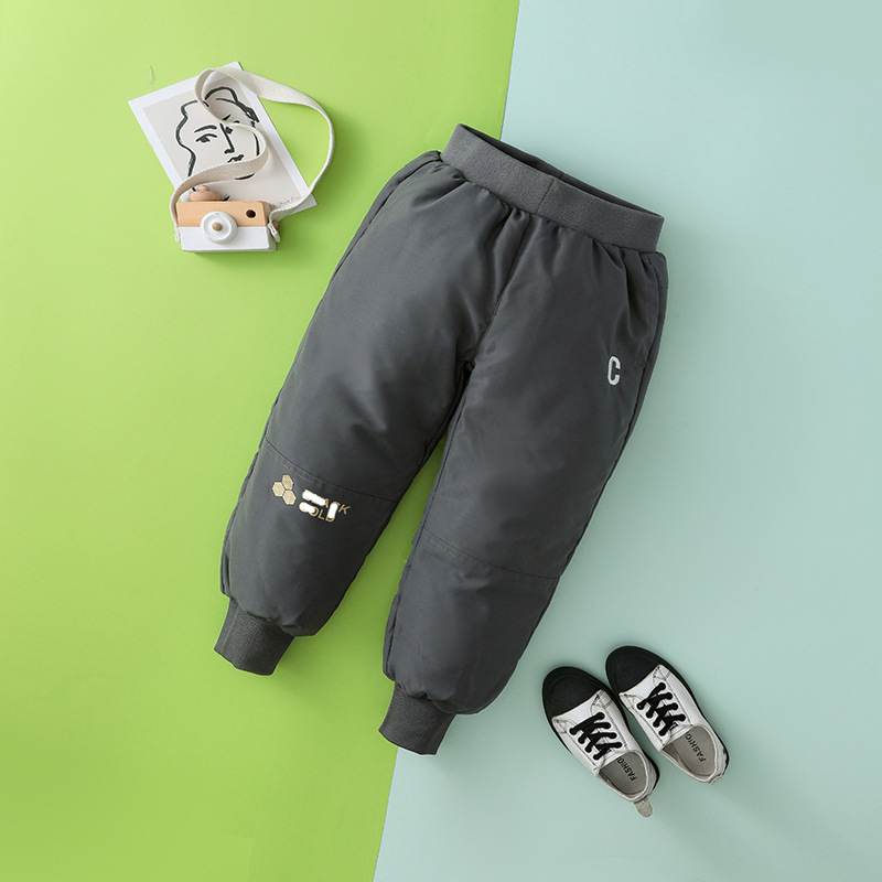 Pinghu Children's Down Pants Boys' Winter Warm Pants Black Gold Graphite Diluted Large C Middle and Large Children's Girls' Pants for Outer Wear