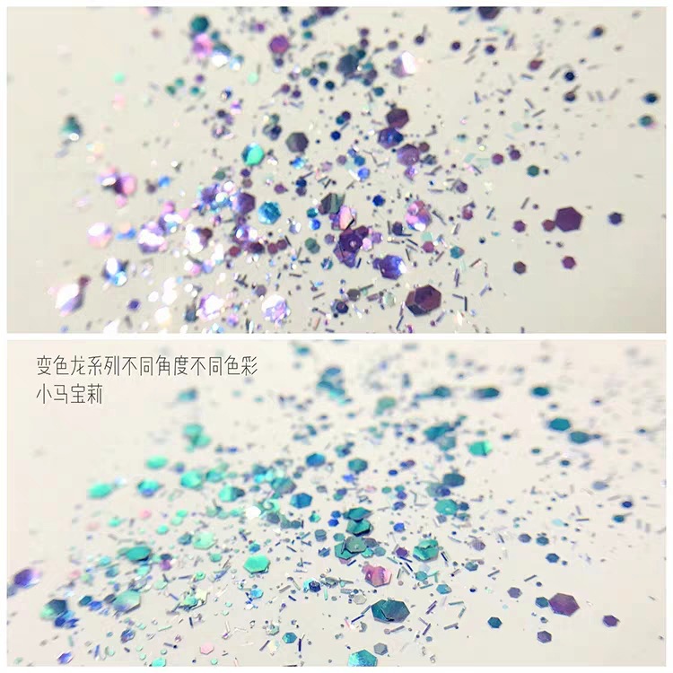 跨境 新款美甲韓式亮片閃粉大小混合超閃變色龍貼片ins風美甲飾品