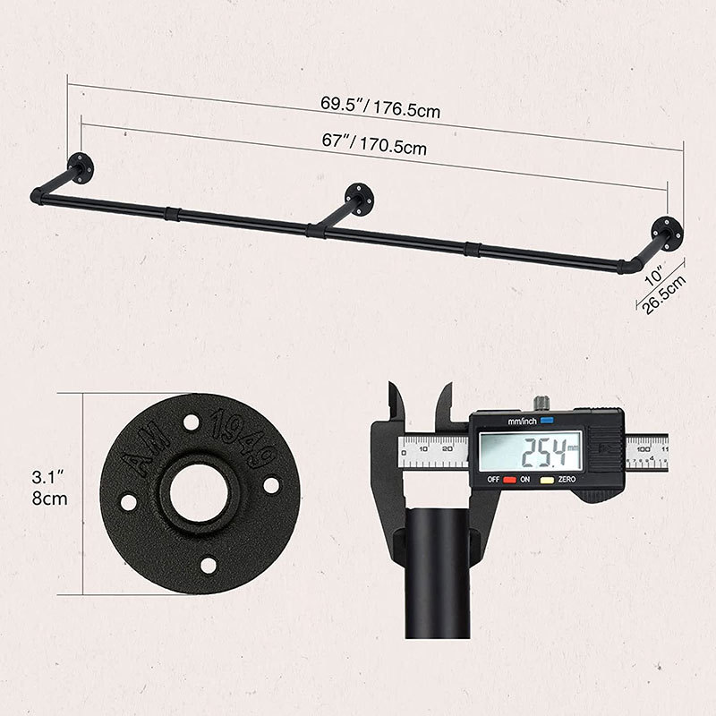 Cross-border industrial wind clothing store display rack wall hangers manufacturers water pipe hangers wall hanging racks wholesale