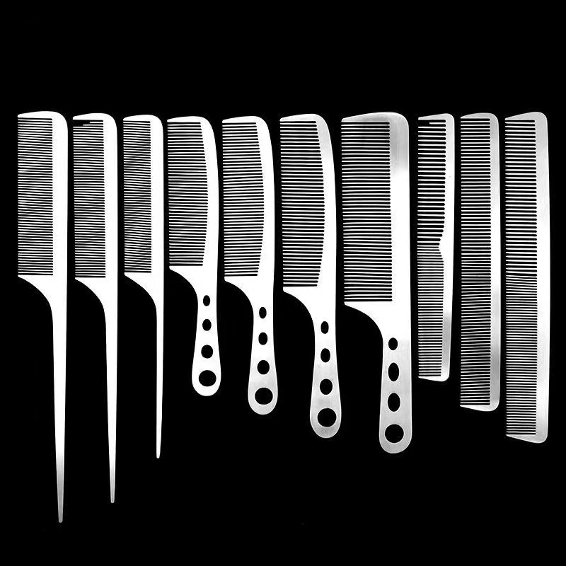 Stainless steel comb ultra-thin flat comb men's hair comb barber shop special steel comb Apple comb pointed tail comb hair cutting comb