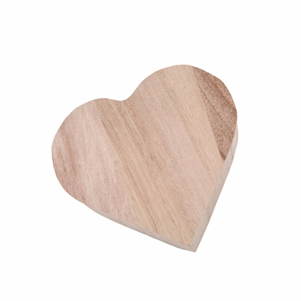 European and American cross-border wooden heart-shaped tea cake storage box Children's diy clay wooden box wooden heart-shaped jewelry box