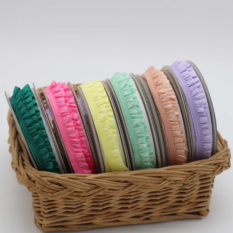 Bluebird 1.0cm single lace ruffled elastic band cloth fungus elastic band diy baby hair band children's shoes socks in stock