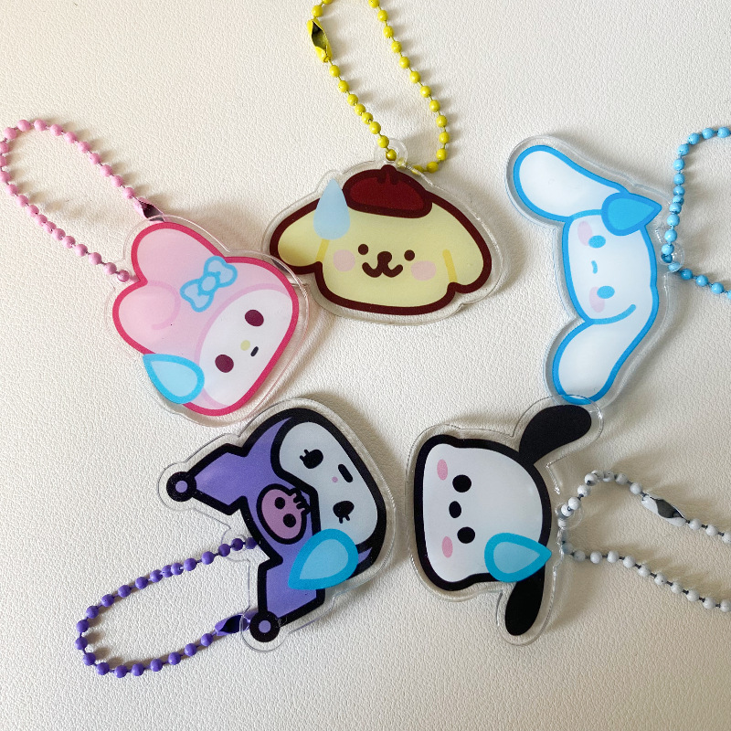 New Funny Sweating Sanrio Keychain Kulomipacha Dog Acrylic Bag Pendant Girlfriend Gift