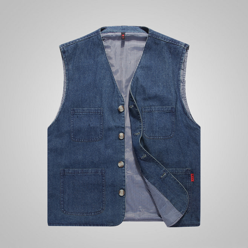 Men's Pure Cotton Large Size Vest Pure Cotton Vest Multi-Pocket Casual Waistcoat Outdoor Cross-Border Casual Vest Fishing Trendy