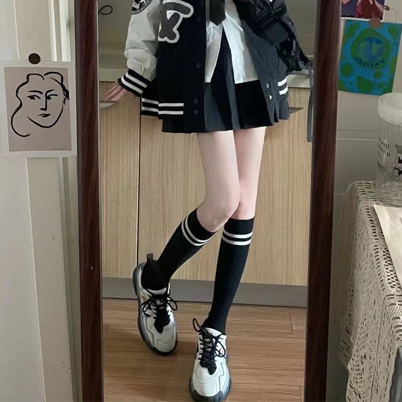 春夏のふくらはぎの靴下のストライプと膝の靴下の長い膝の靴下の子供の韓国版insの女性の長い筒の日本の学院の風の運動|undefined