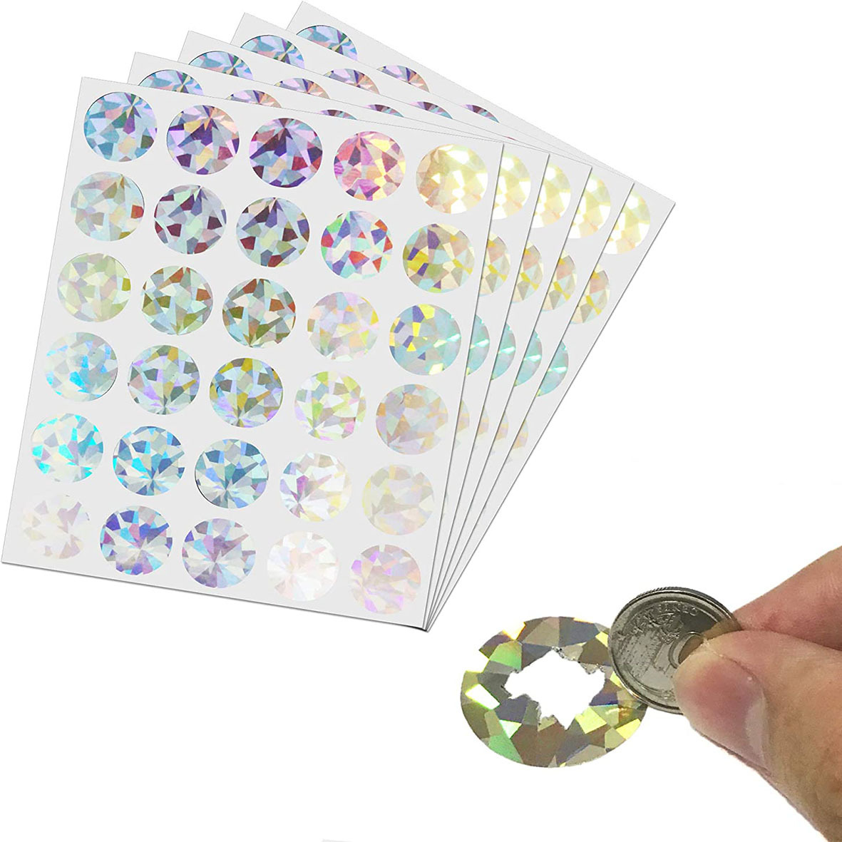 Foreign trade hot spot 1 inch round laser scraping paper label DIY holographic scraping music scraping card sticker