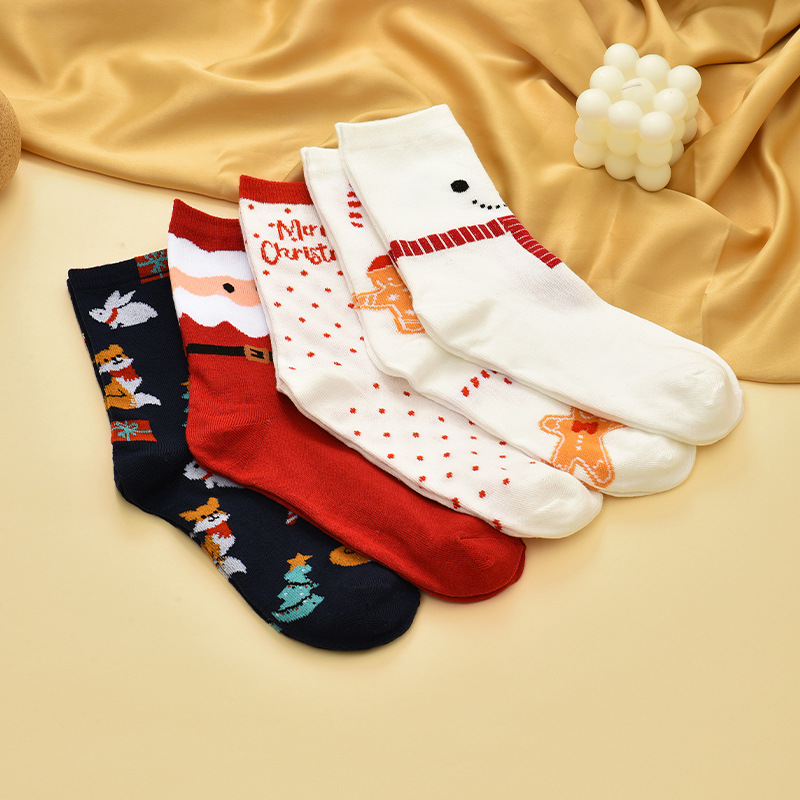 Autumn and Winter cartoon Christmas socks Christmas socks elk mid-calf socks Christmas women's socks cross-border foreign trade
