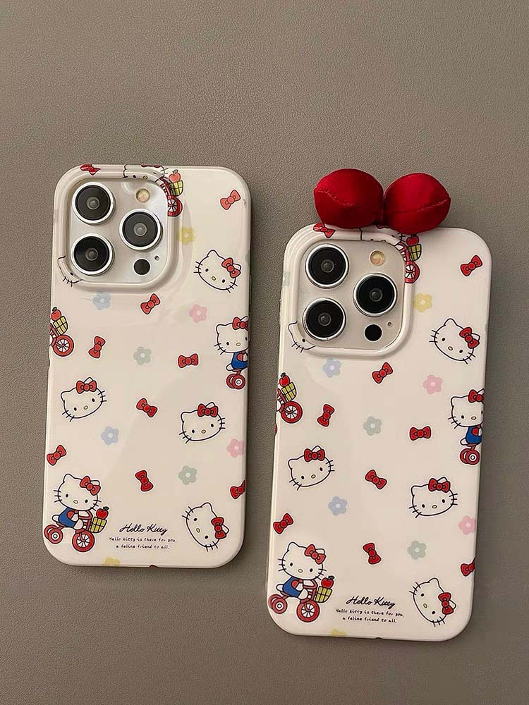 ins風蝴蝶結凱蒂貓適用iPhone13蘋果15手機殼14promax新款12/11女