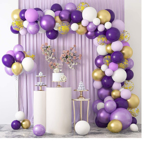 Macaron Purple Balloon Chain Set Shades Purple Gold Balloon Decoration Wedding Bachelor Party Balloon Garland Arch