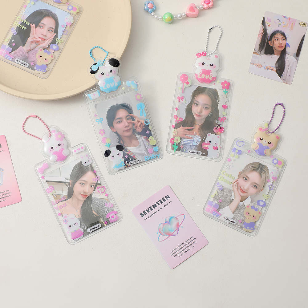 Korean version three-inch PVC cartoon card holder cute girl photo display pendant star chasing album card bag