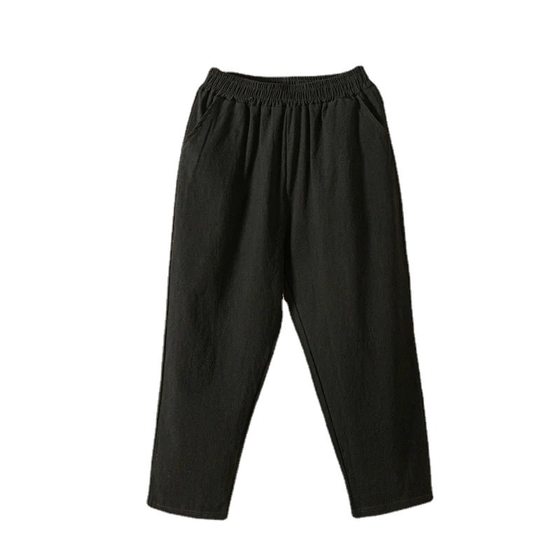 Cotton and Linen Nine-point Harem Pants Summer Artistic Solid Color Loose Pocket Slimming Radish Pants All-match Women's Linen Casual Pants