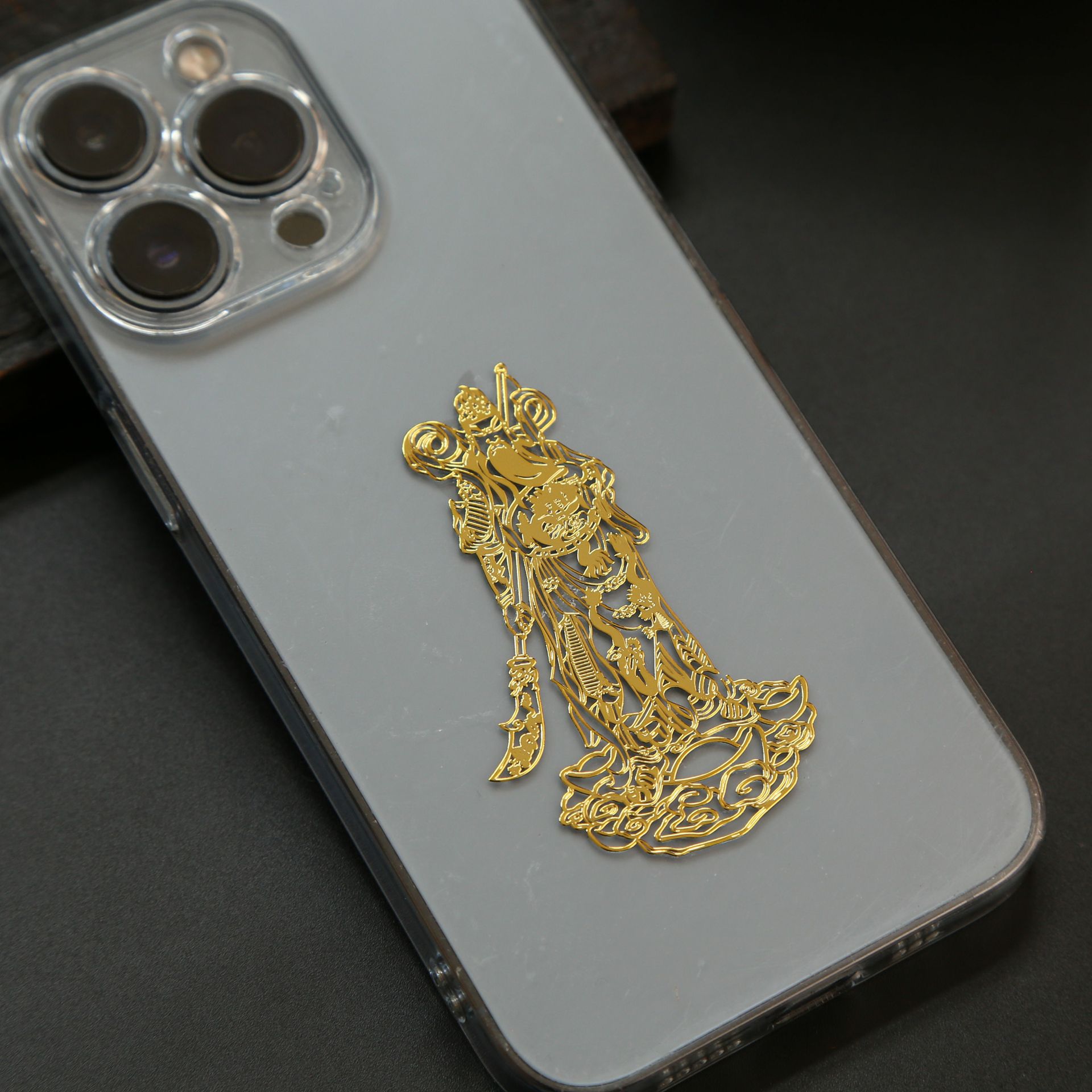 Metal Guan Gong Mobile Phone Sticker Office Desk Computer Door to Door Invisible Sticker Home Culture Sticker