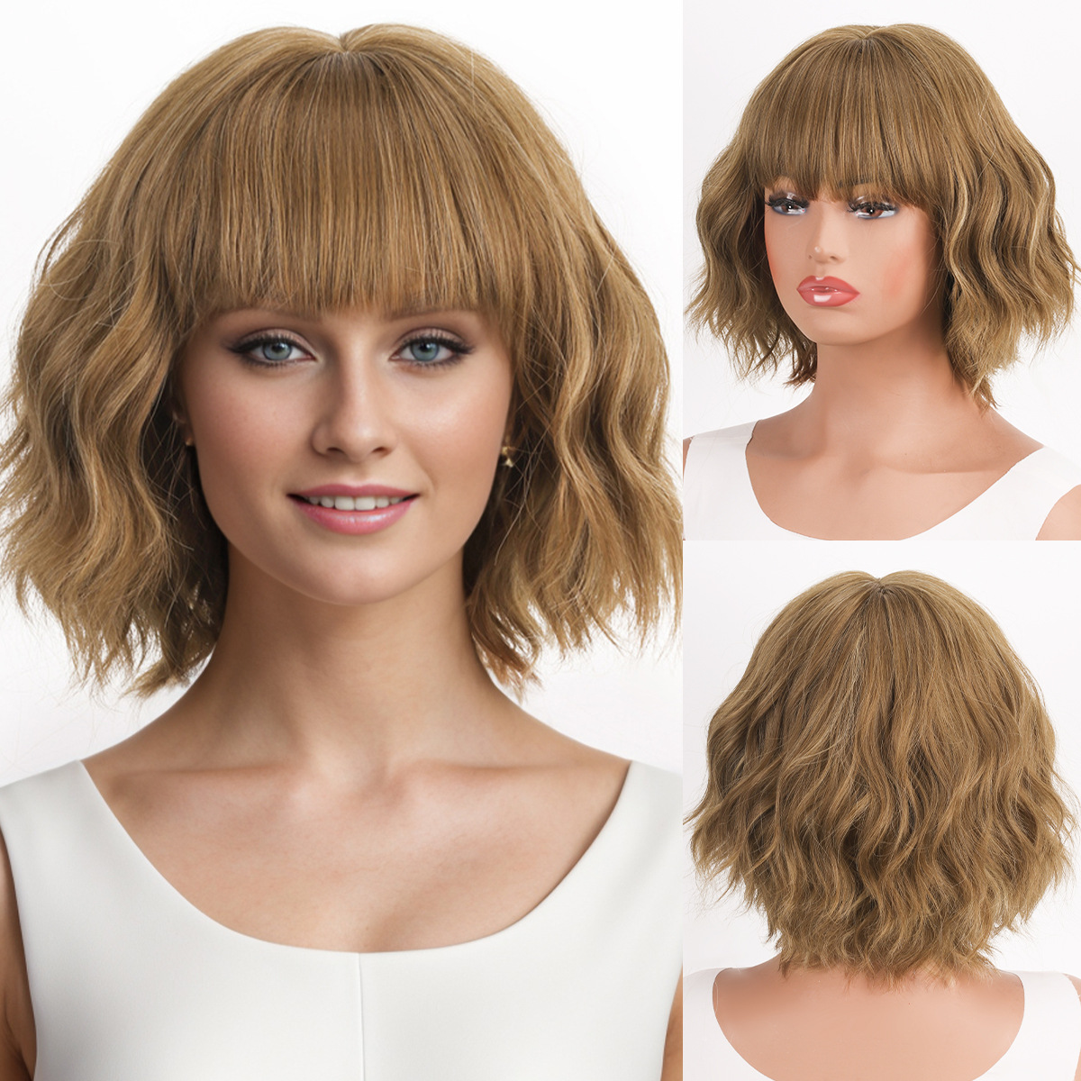 Piiriülesed Euroopa ja Ameerika moeparukad naistele kohevad esiletõstmised gradientlühikesed keemilisest kiust täispea parukad tehase hulgimüük_voghion.com