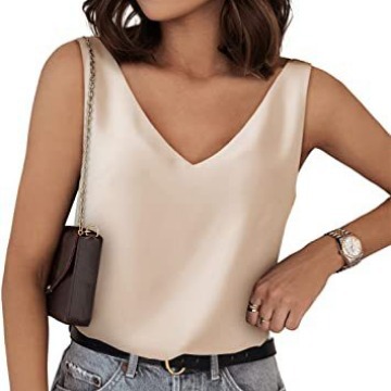 2023 Amazon Explosive V-neck Back Deep V Silk Summer Satin Sleeveless Shirt Base Camisole