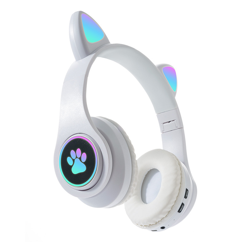 Cross-border new product B39B luminous cat ears, cute cat paws, cool head-mounted Bluetooth headset, game headset batch