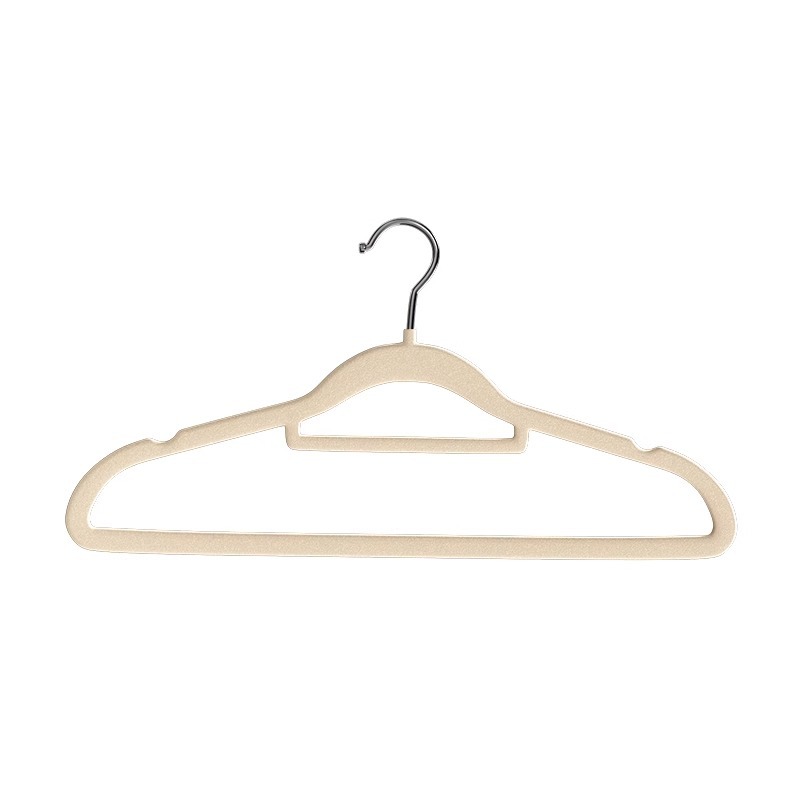 Factory wholesale plastic seamless non-slip flocking hanger home storage division finishing clothes support clothes rack drying rack