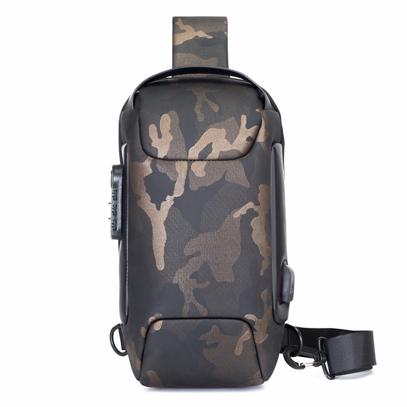 Chest Bag Men's New Canvas Casual Crossbody Bag Shoulder Bag Men's Chest Bag usb Charging Sports Chest Bag Trendy