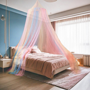 [Single door round tent] cross-border exclusive factory direct new dome mosquito net color children mosquito net installation-free