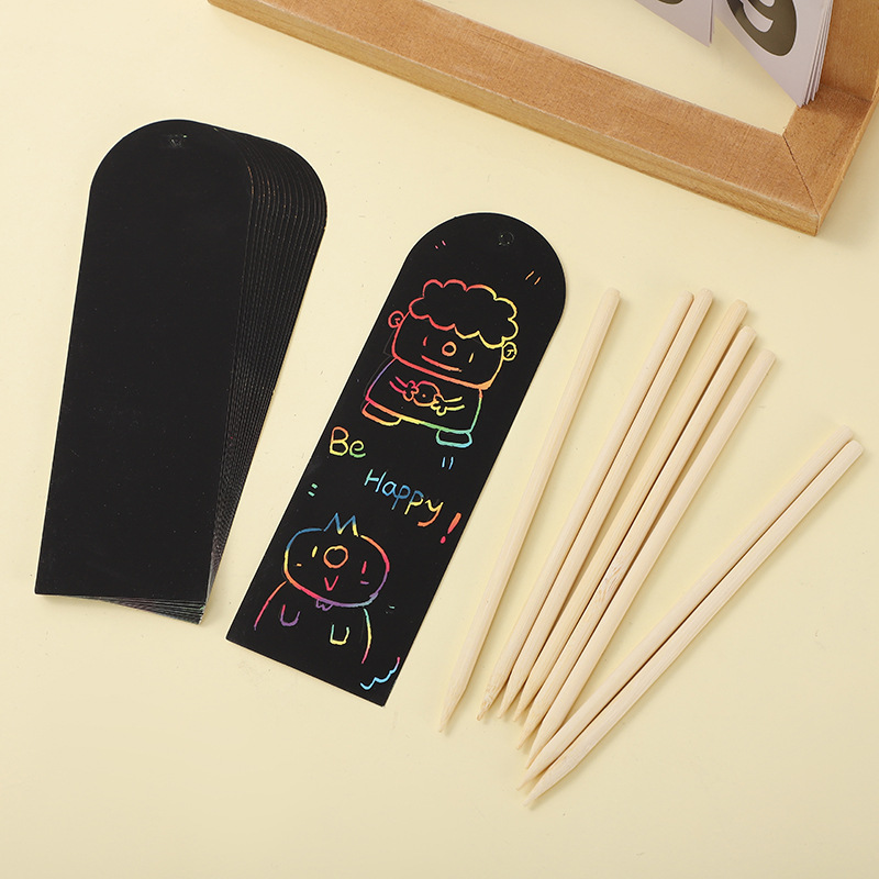 Colorful Student Art Scraping Bookmark Paper Hands-on diy Scraping Paper Fun Educational Scraping Bookmark Spot