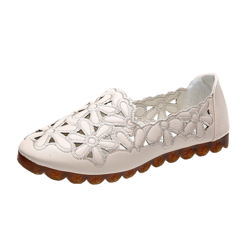 Beef Sole Hollow Shoes 2024 Autumn New Shoes Casual Flat Women's Shoes Slip-on Lazy Shoes