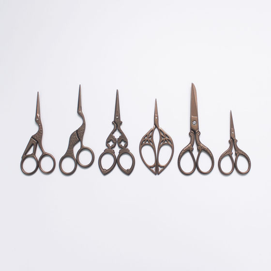 Crane scissors stainless steel gold-plated crane-shaped scissors retro cross-stitch thread scissors tea ceremony tea bag small scissors set
