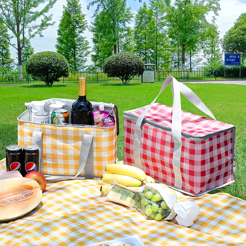 Large Capacity Picnic Bag Outdoor Picnic Camping Insulated Lunch Box Bag Portable Thickened National Fashion Insulated Lunch Bag