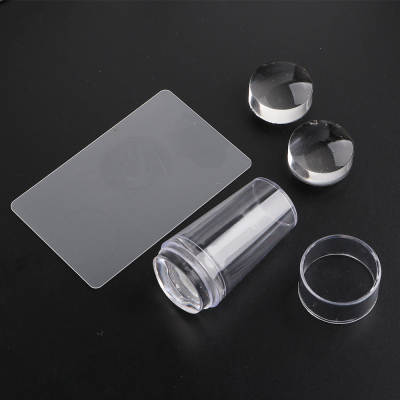 Cross-border source nail art tools transparent silicone seal 5-piece set nail steel plate template transfer scraper nail