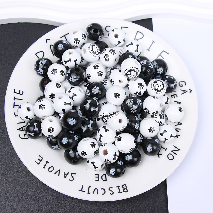 Dog foot bone pet wooden beads powder Black Cat Claw wooden beads loose beads wooden beads string diy beaded accessories