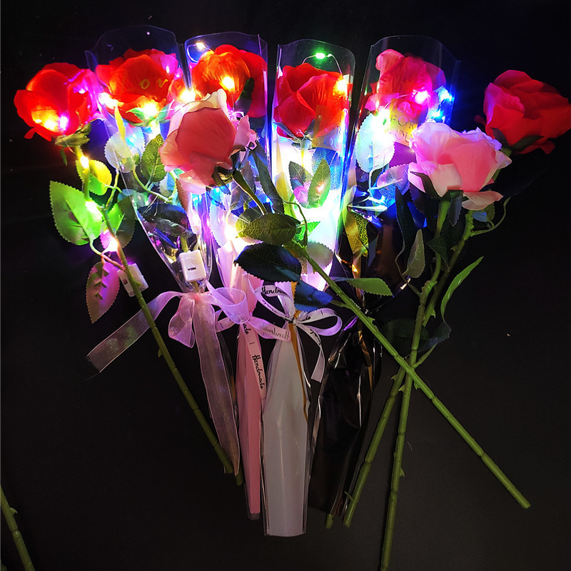 Simulation Luminous Roses Tanabata Valentine's Day Mother's Day Teacher's Day Led Light Rose Gift Stalls Night Market