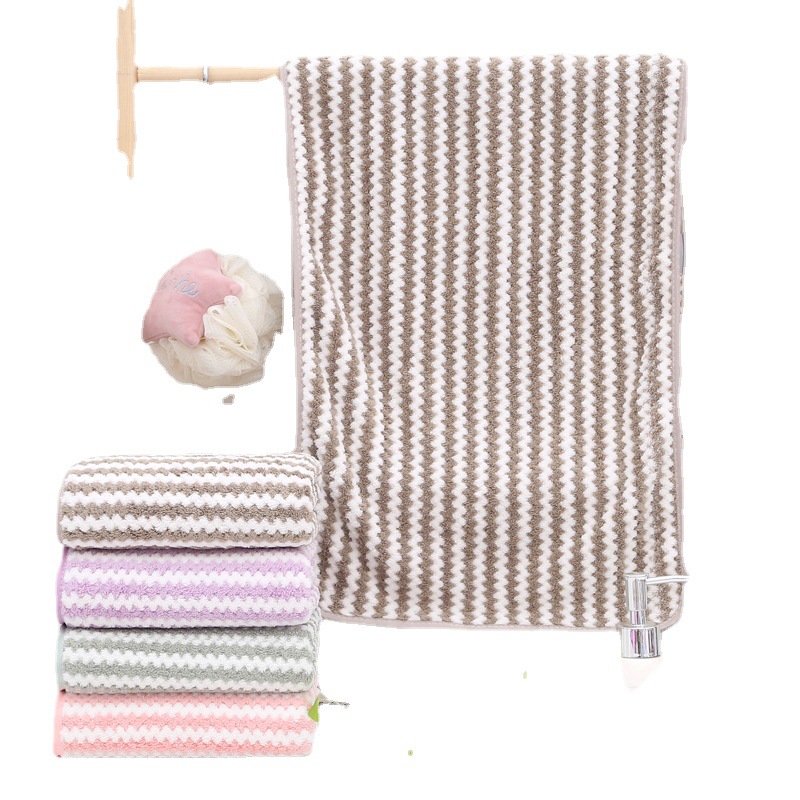 Towel coral fleece warp knitted towel than absorbent welfare gift printed LOGO face microfiber cross-border large bath towel