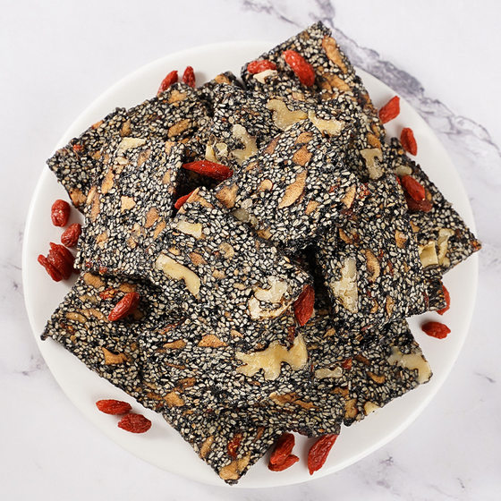 Free Shipping Black Sesame Nutritional Cake Heart Pure Hand Cut Cake Small Snacks Wholesale Pregnant Women's Health Wolfberry Soft Cake