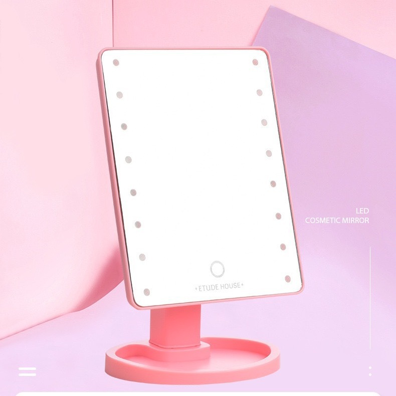 Ld lamp mirror makeup mirror 360 degree rotating dressing mirror desktop 16 lamp makeup mirror 22 lamp desktop touch