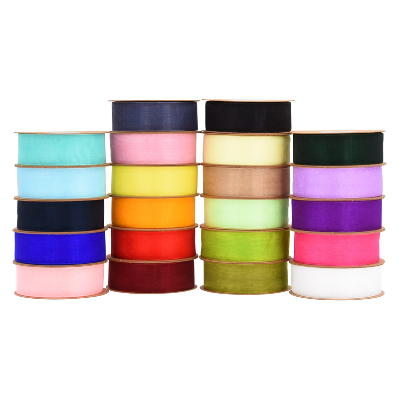 Amazon cross-border transparent encryption snow yarn ribbon flower gift box packaging hair accessories bow material spot