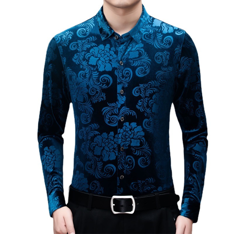 Early Autumn Men's Elegant Thin Retro Shirt Men's Casual Middle-aged Dad Long-sleeved Non-iron Shirt Men's Trendy Brand