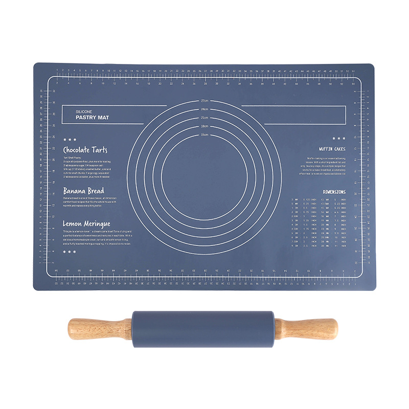 New Silicone kneading mat household thickened dough cutting board plastic food grade baking rolling pin and dough mat