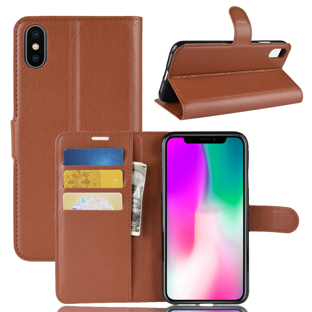 適用蘋果XR 手機殼 iphone x荔枝紋錢包蘋果8保護套 一件代發