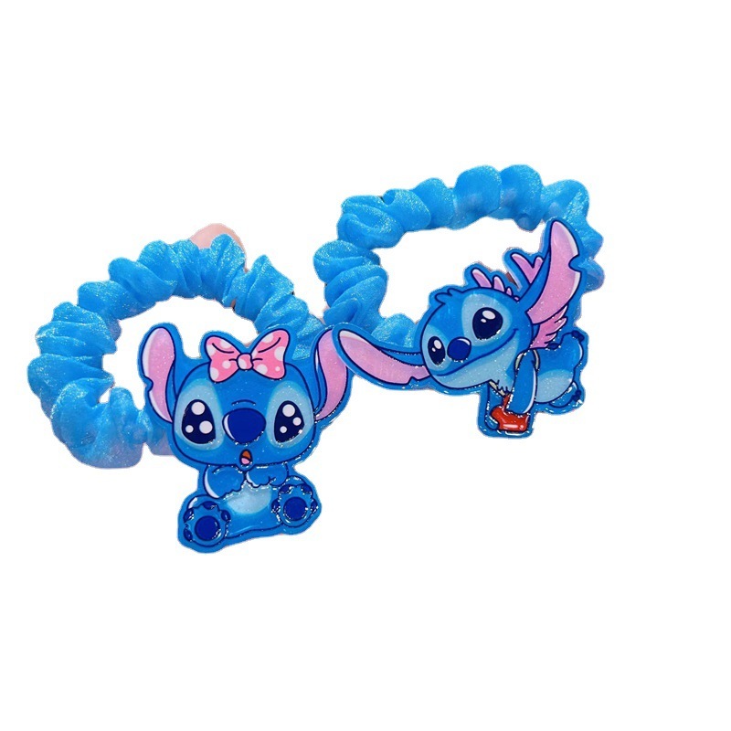 新商品のかわいい青い史迪仔の腸の輪の漫画のシュシュの子供のアクセサリの馬尾はひもの皮の筋の女の子の髪飾りを結びます。|undefined