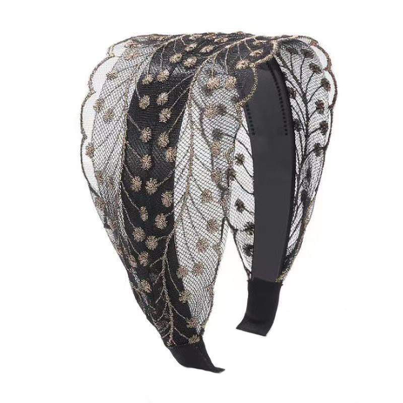 Korean Style Lace Headband Covering White Hair Headwear Wide-brimmed Headband Headband Toothed Non-slip Pressed Hairpin Women's Internet Red Hair Accessories