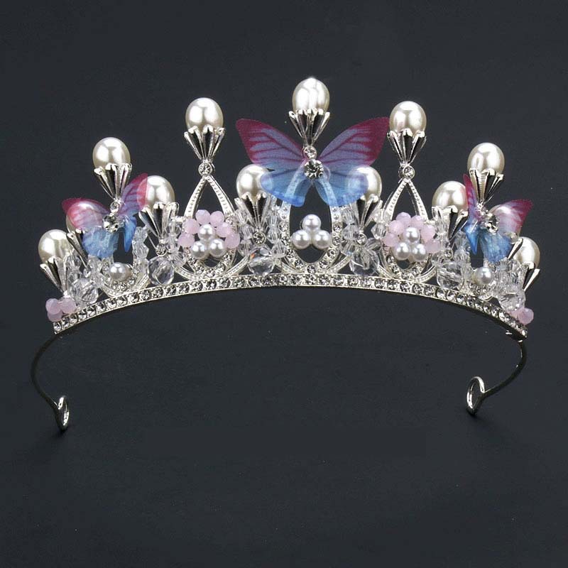 Crown Three-dimensional Butterfly Crown Girl Princess Performance Performance Disc Hair Headwear Model Show Crystal Hair Accessories