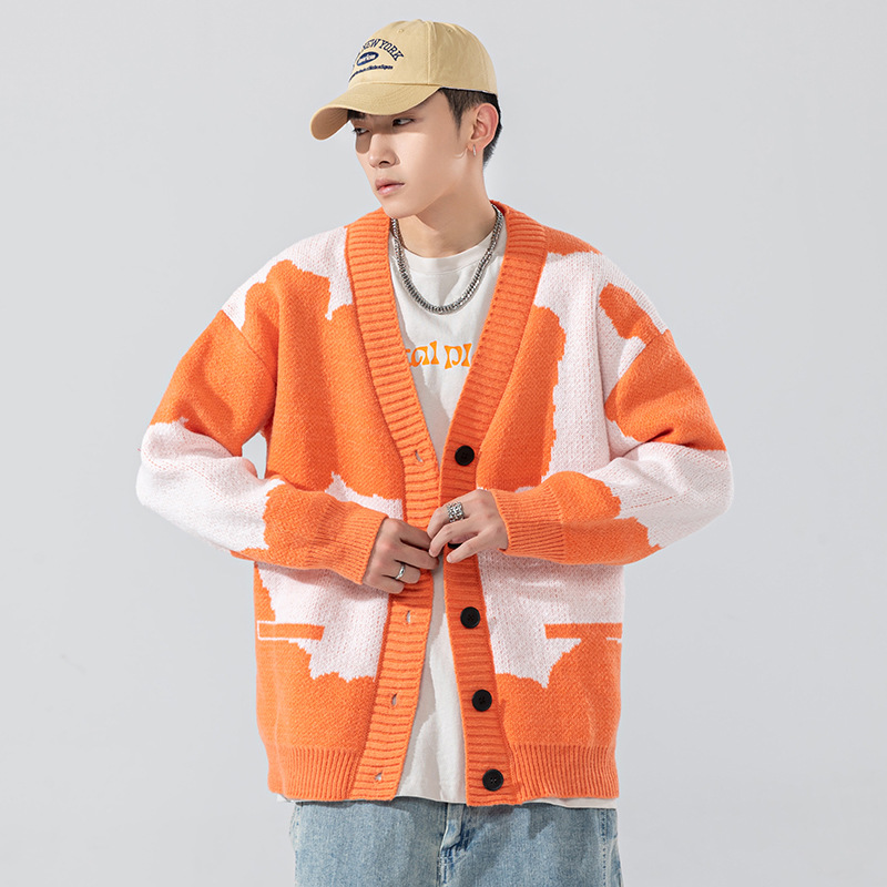 Cardigan Sweater Men's Coat 2022 New Autumn and Winter Korean Fashionable Fashion Matching Knitted Sweater Youth Top