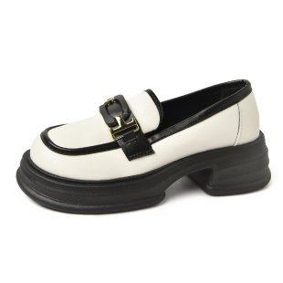 British style low-cut loafers 2023 autumn new color matching women's single shoes jk muffin leather shoes thick sole hidden height women's shoes